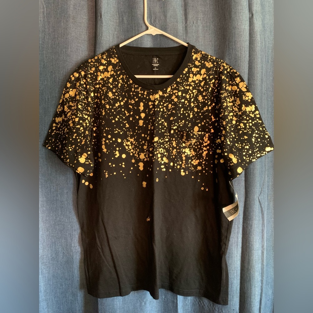 INC International Concepts Gold Shower V-Neck T